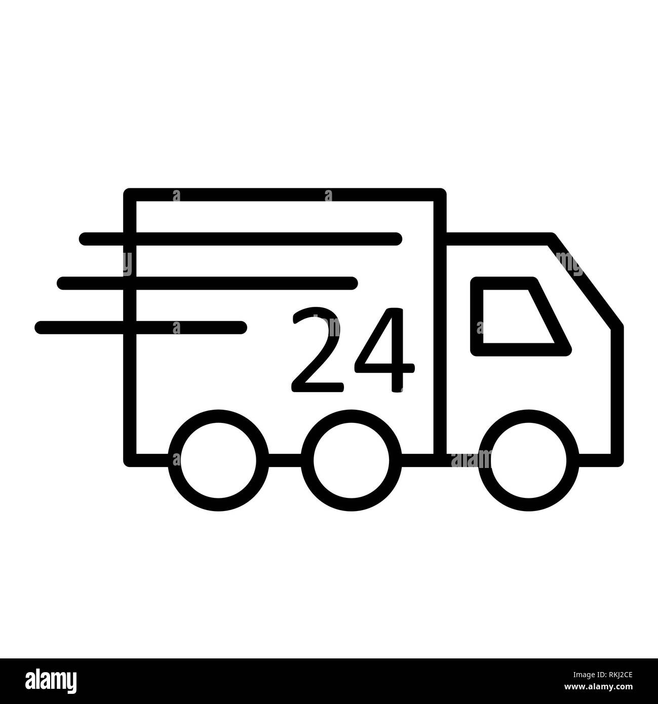 Icona di consegna, illustrazione vettoriale, E-commerce contorno Foto Stock