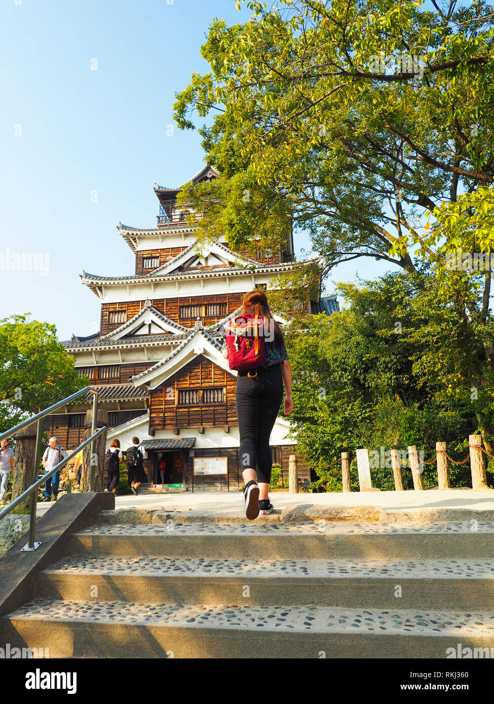 Turismo a Castello di Hiroshima, Giappone Foto Stock