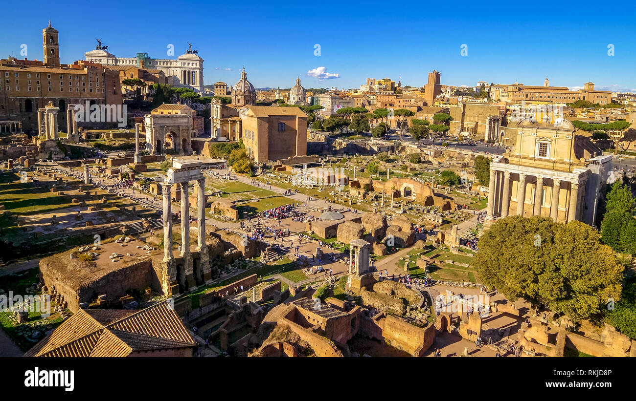 Rovine del Foro Romano a Roma, Italia Foto Stock