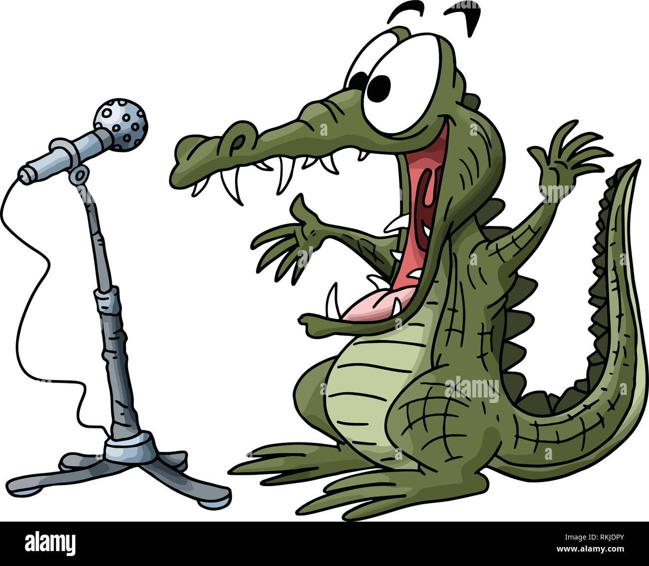 Cartoon alligator facendo un discorso su un palco di illustrazione vettoriale Illustrazione Vettoriale