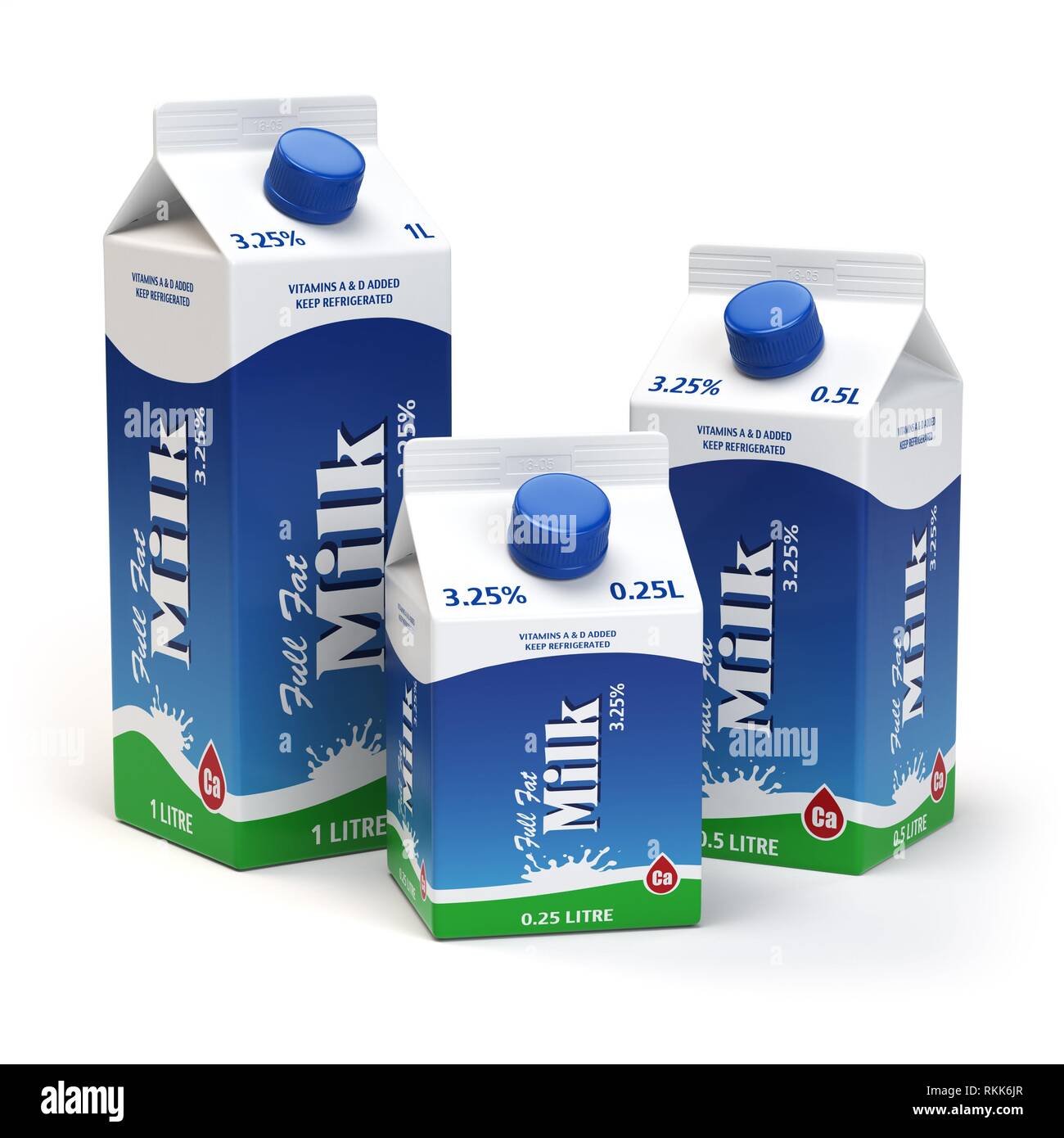 Cartone di latte confezioni isolato su bianco. Scatole di latte.  3d'illustrazione Foto stock - Alamy