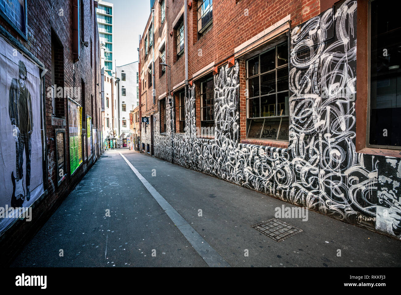 3 gennaio 2019, Melbourne Australia : Vista del graticcio in legno posto vicolo in Melbourne Australia Foto Stock