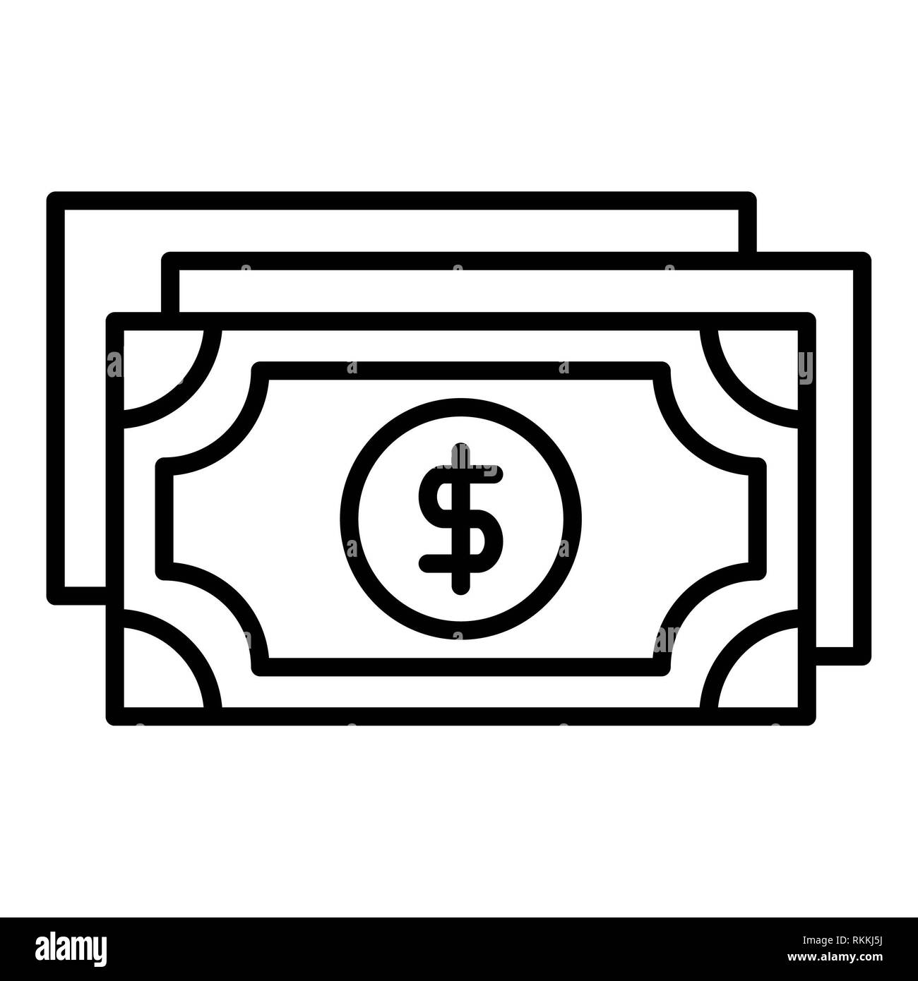 Icona Nota, illustrazione vettoriale, finanza contorno Foto Stock