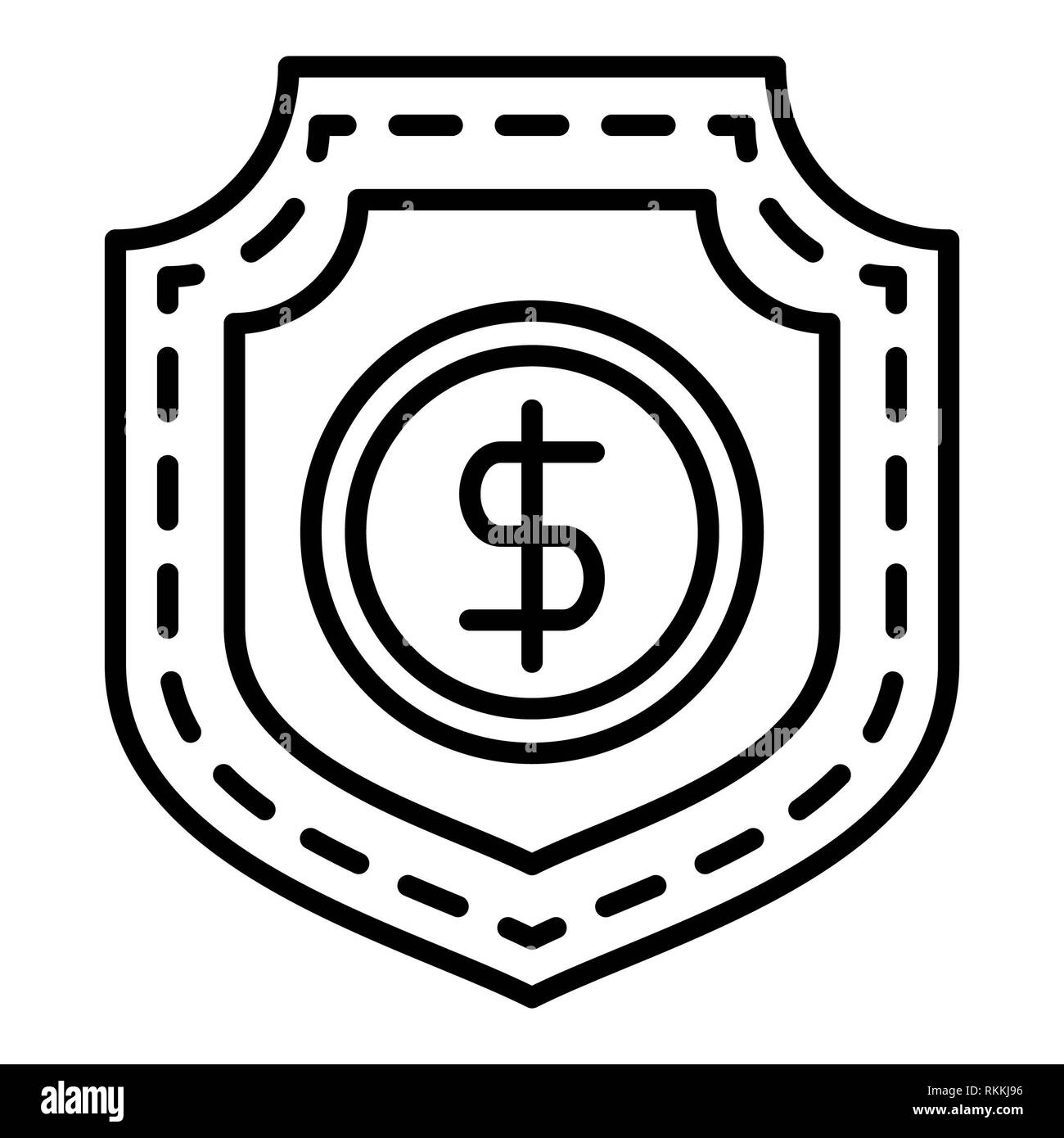 Icona di protezione, illustrazione vettoriale, finanza contorno Foto Stock