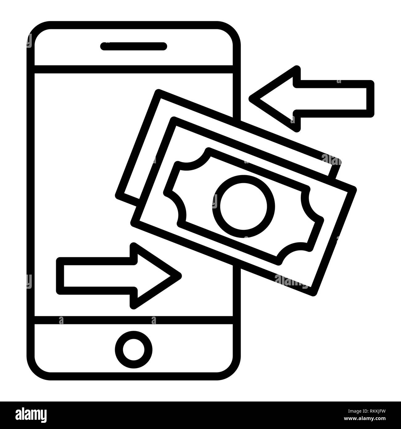 Icona di transazione, illustrazione vettoriale, finanza contorno Foto Stock