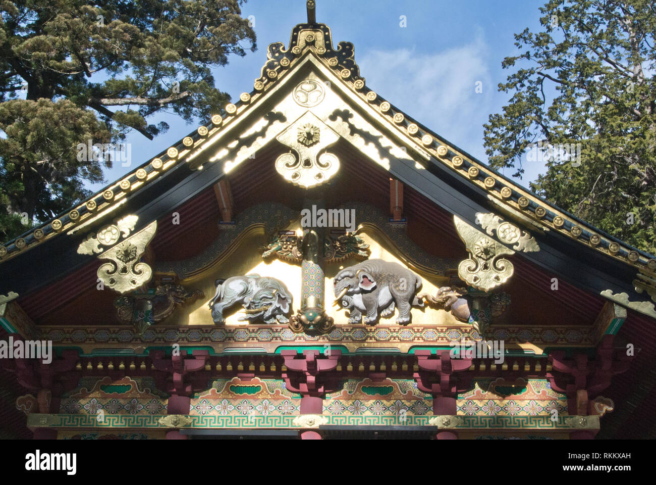 Magazzino dell'immaginario elefanti, Tosho-gu, Nikko, Giappone Foto Stock