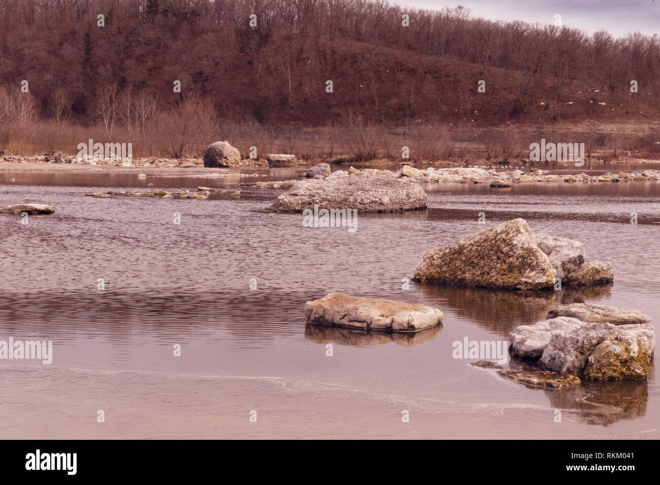 Un roccioso, area resistente a Pensacola diga situata a Langley, Oklahoma 2019 Foto Stock