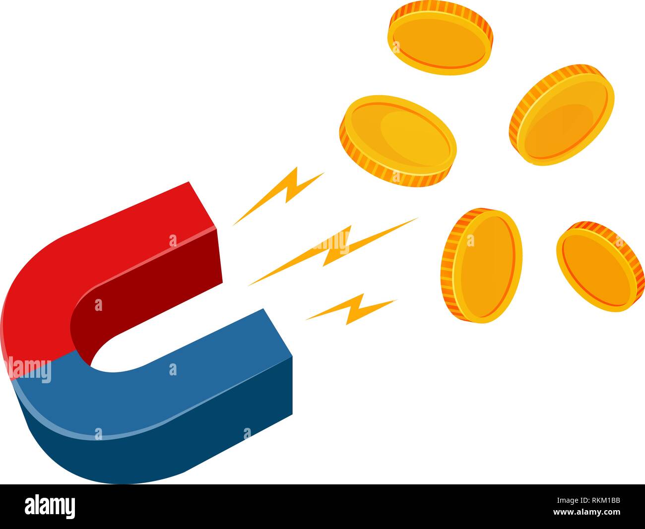 Magnete e monete. Business, concetto di successo. Illustrazione Vettoriale Illustrazione Vettoriale