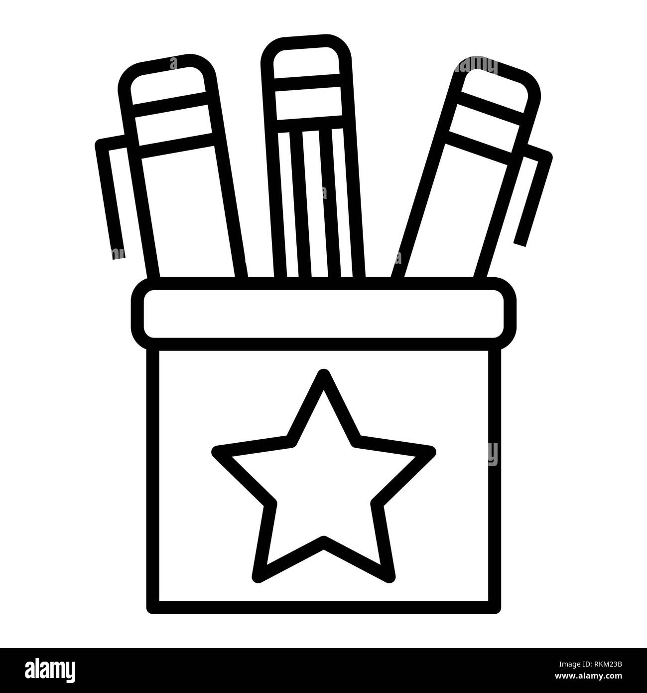 Icona penna, illustrazione vettoriale, Istruzione contorno Foto Stock