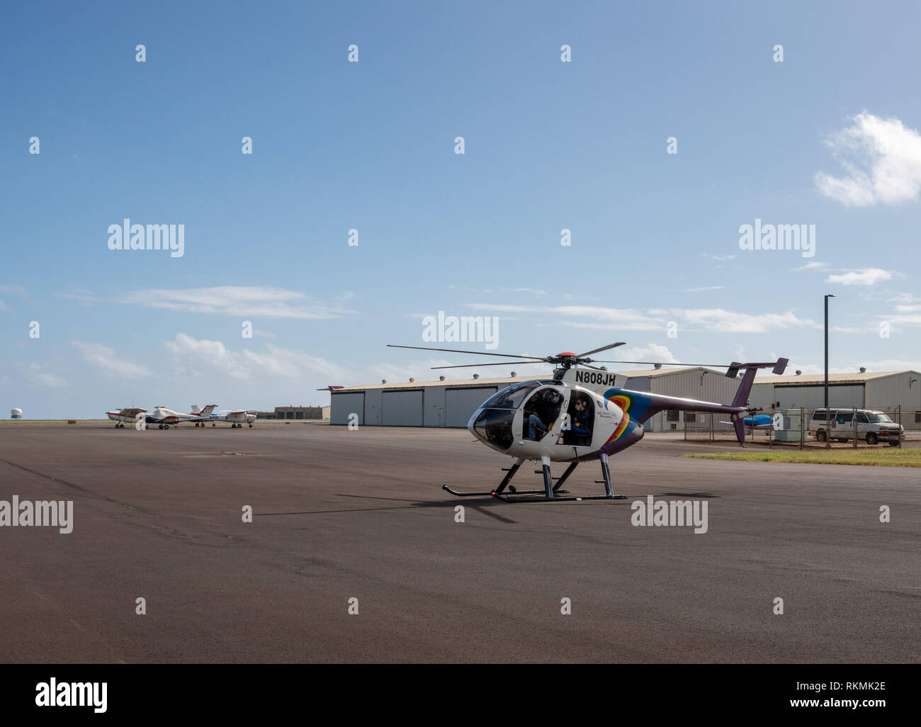 Aprire lo sportello tour in elicottero in Hughes 500 trinciapaglia Foto Stock