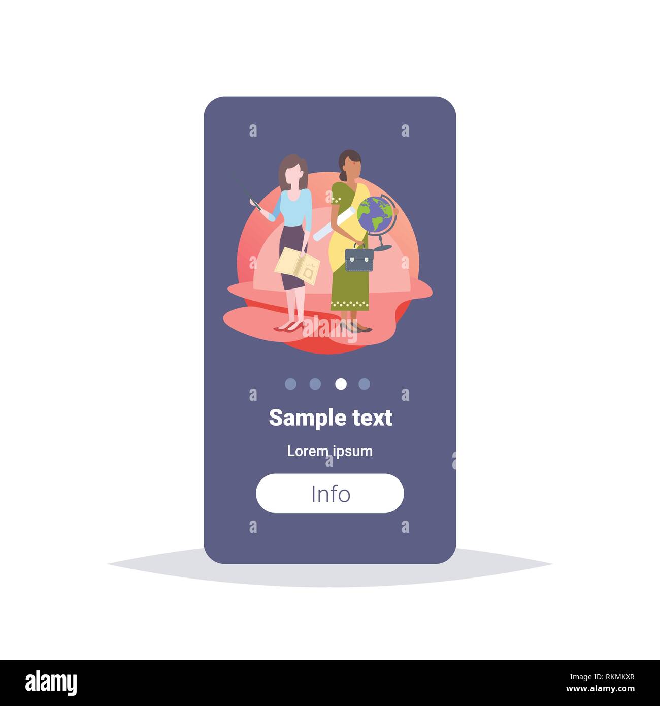 Mix corsa donne insegnanti giovane staff della scuola dei lavoratori di sesso femminile i personaggi dei cartoni animati a piena lunghezza piatto spazio di copia Illustrazione Vettoriale