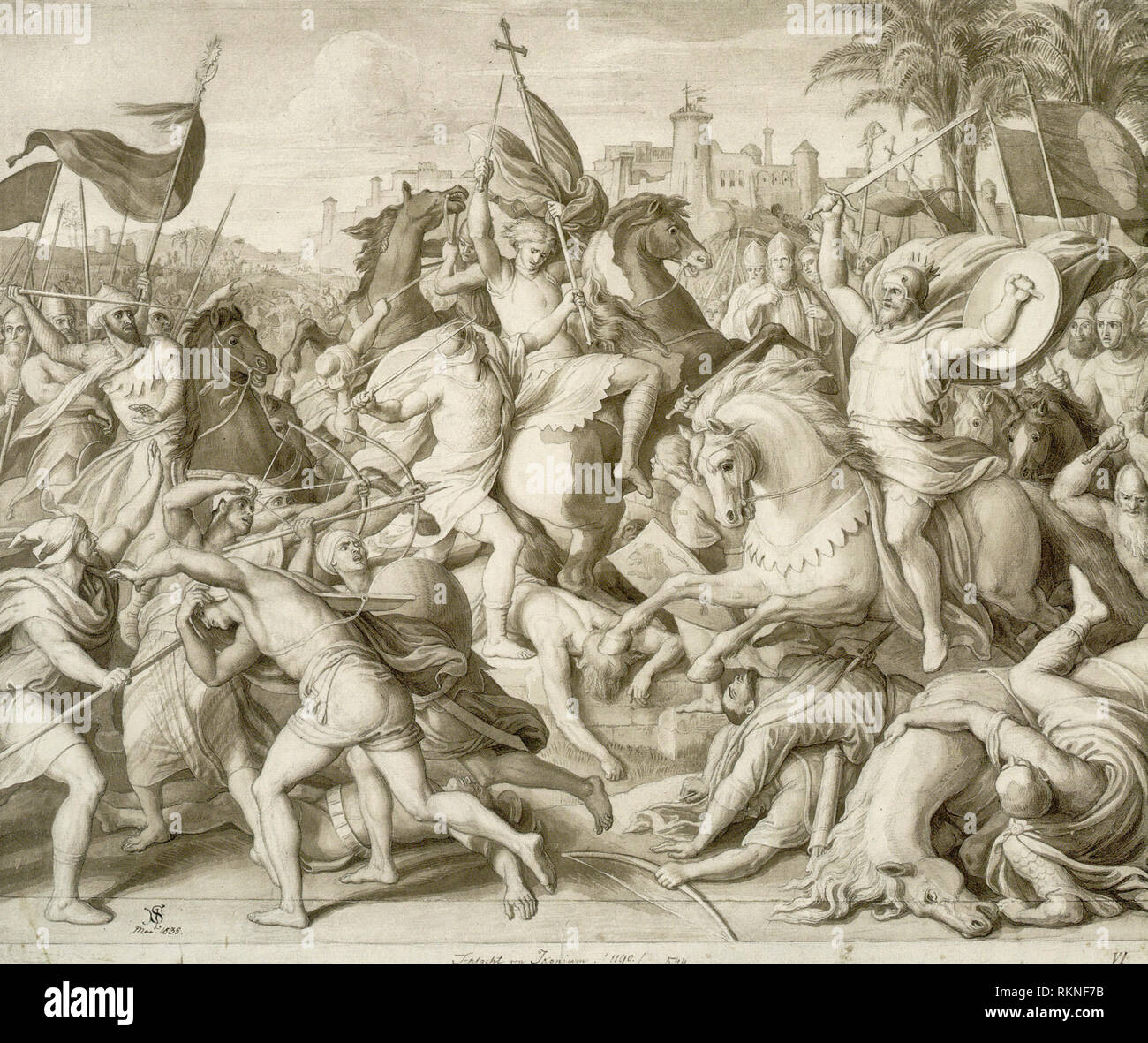 La battaglia di Iconio 1190, Julius Schnorr von Carolsfeld 1835 Foto Stock