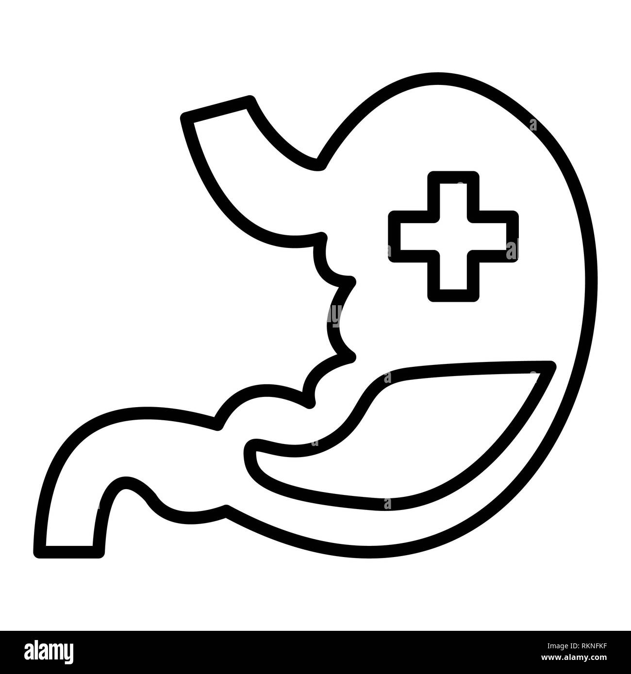 Icona dello stomaco, illustrazione vettoriale, Healthcare contorno Foto Stock