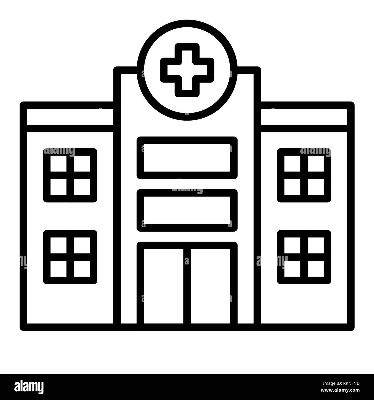 Icona dell'ospedale, illustrazione vettoriale, Healthcare contorno Foto Stock