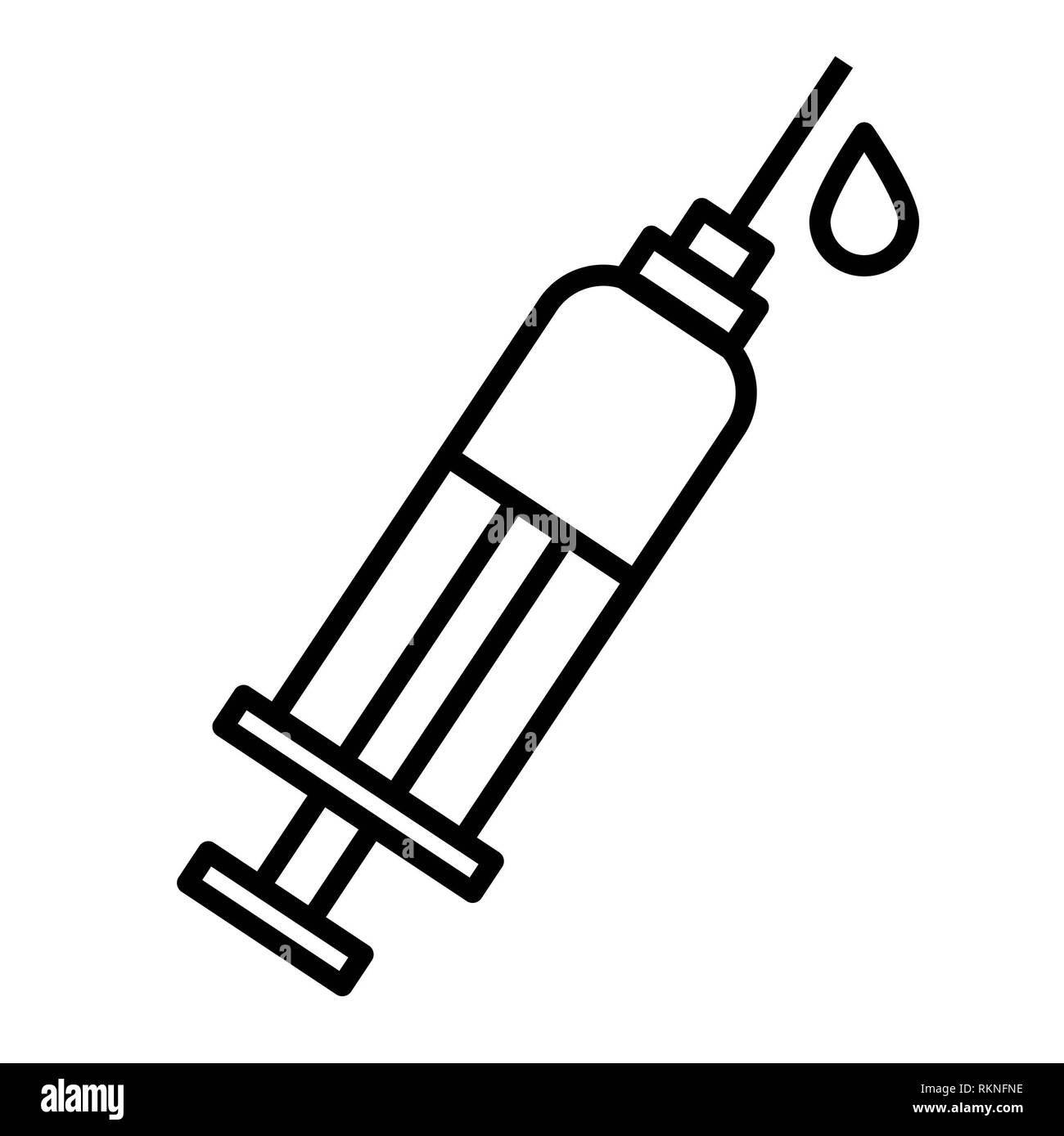 Icona di iniezione, illustrazione vettoriale, Healthcare contorno Foto Stock