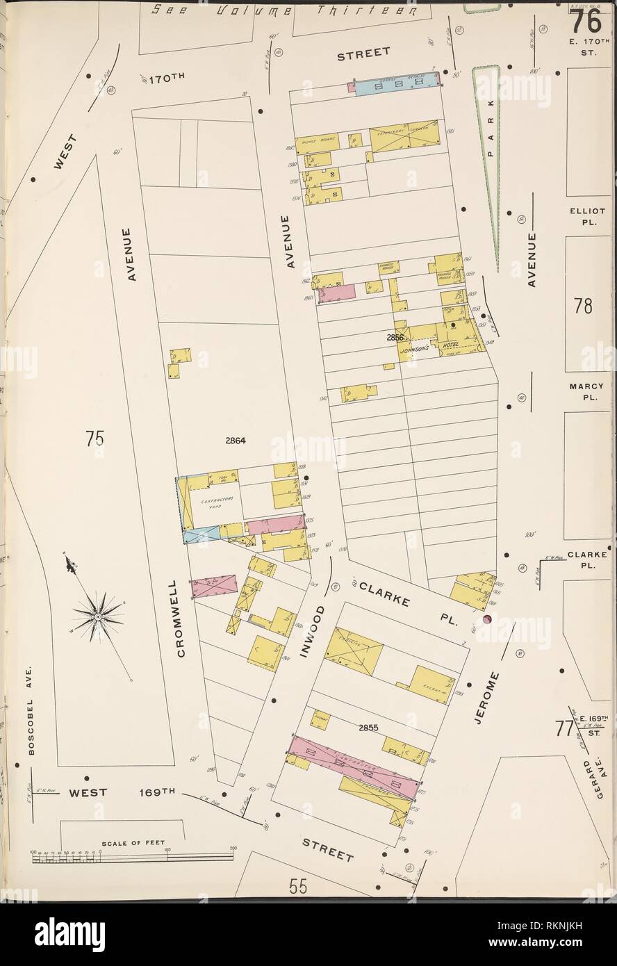 Bronx, V. 10, Piastra n. 76 [mappa delimitata da W. 170 San Girolamo Ave., W. 169A SAN, Boscobel Ave.]. Sanborn Mappa Azienda (publisher). Atlanti di nuovo Foto Stock