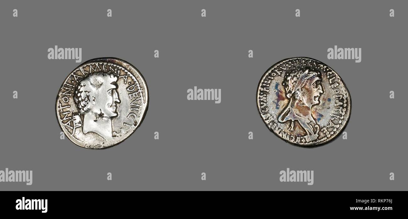 Denario raffigurante Marco Antonio e della regina Cleopatra VII periodo tolemaico