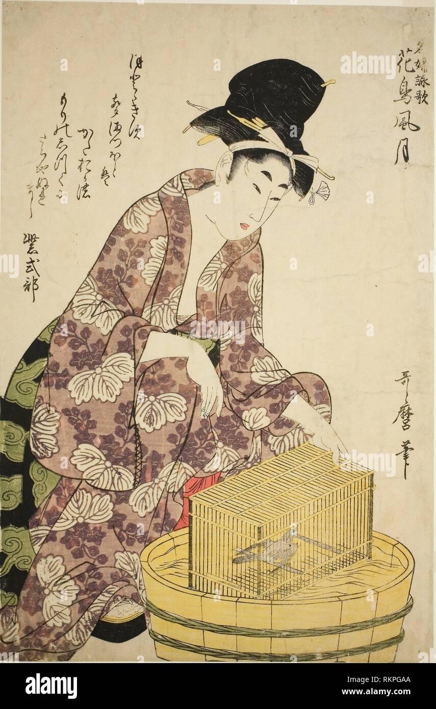 Murasaki Shikibu: Bird, dalla serie ''donne famose e le loro poesie sui  fiori, uccelli, vento e Luna (Meifu eika kacho fugetsu)" - c. 1805 Foto  stock - Alamy