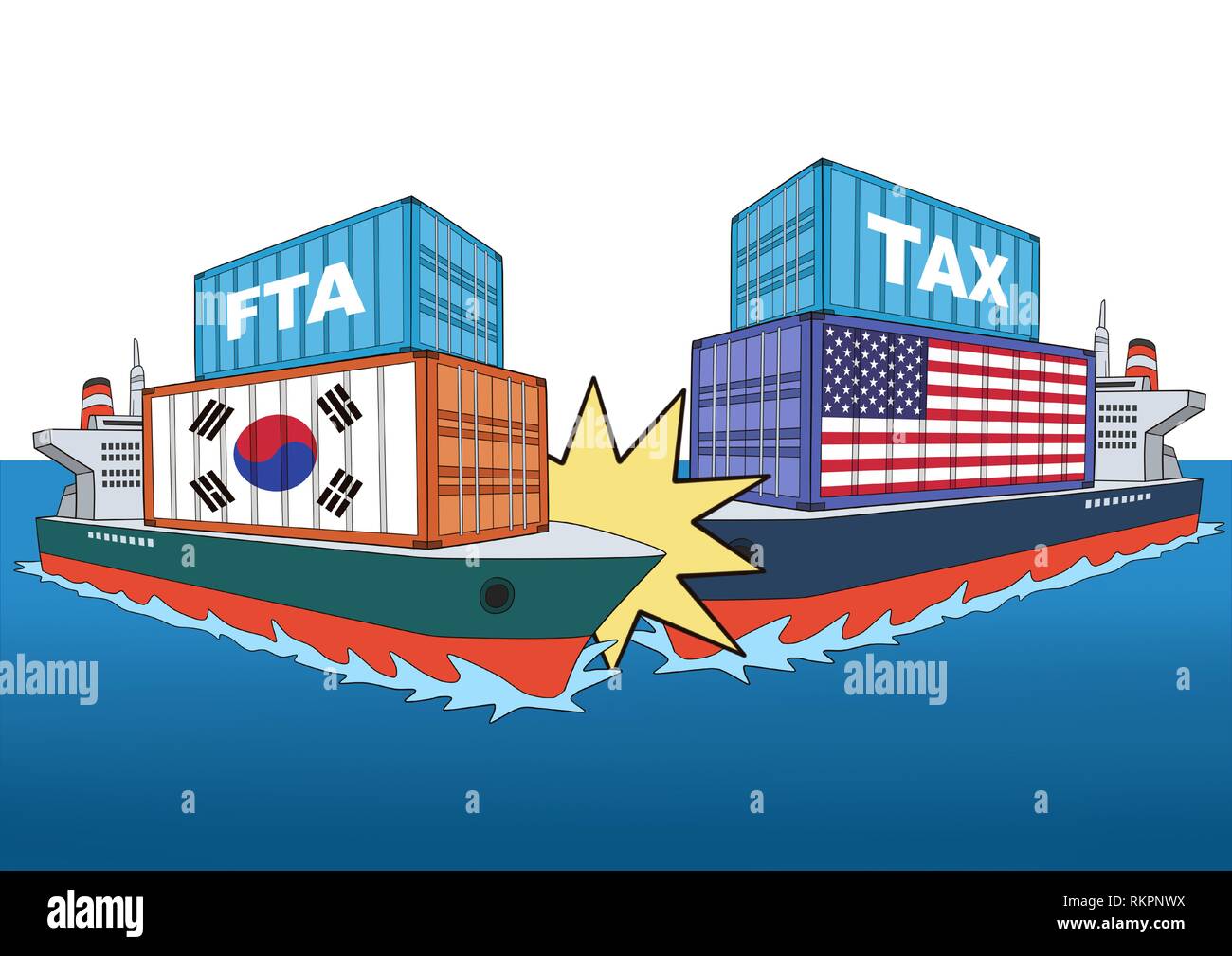 La diplomazia e la guerra commerciale, commercio internazionale concetto illustrazione vettoriale 006 Illustrazione Vettoriale