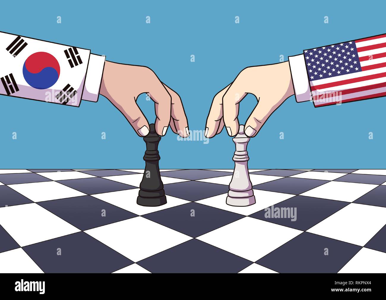 La diplomazia e la guerra commerciale, commercio internazionale concetto illustrazione vettoriale 001 Illustrazione Vettoriale