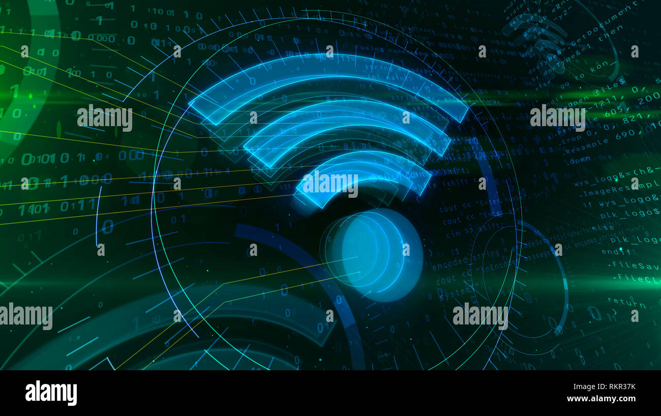 L'icona Wifi concetto astratto. Abstract 3D illustrazione della comunicazione wireless e icona di hotspot. Foto Stock