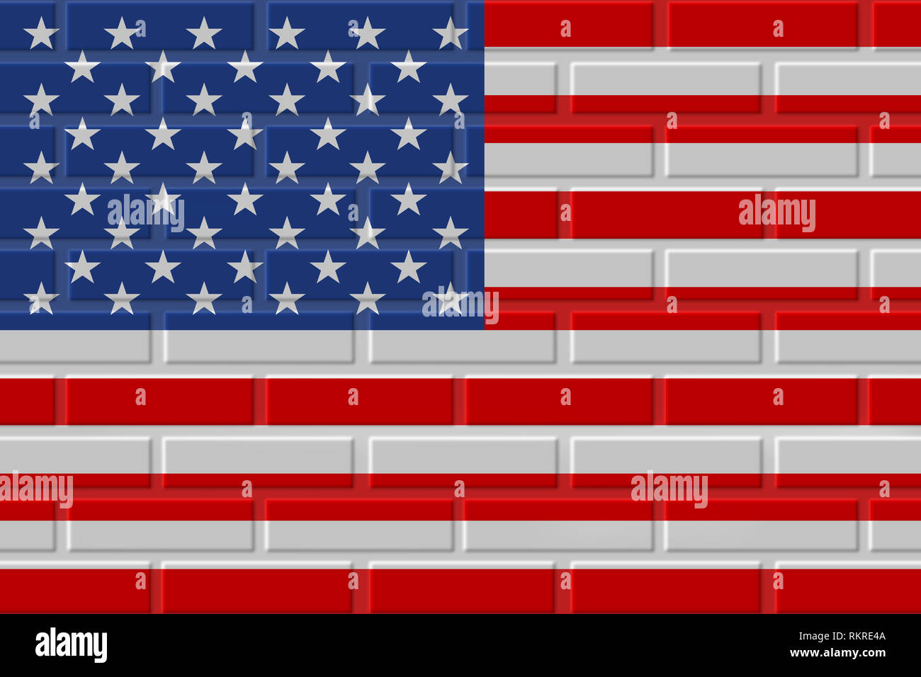 Stati Uniti d'America dipinto di bandiera. Mattone patriottica bandiera lo sfondo dell'illustrazione. Bandiera nazionale degli Stati Uniti d'America Foto Stock