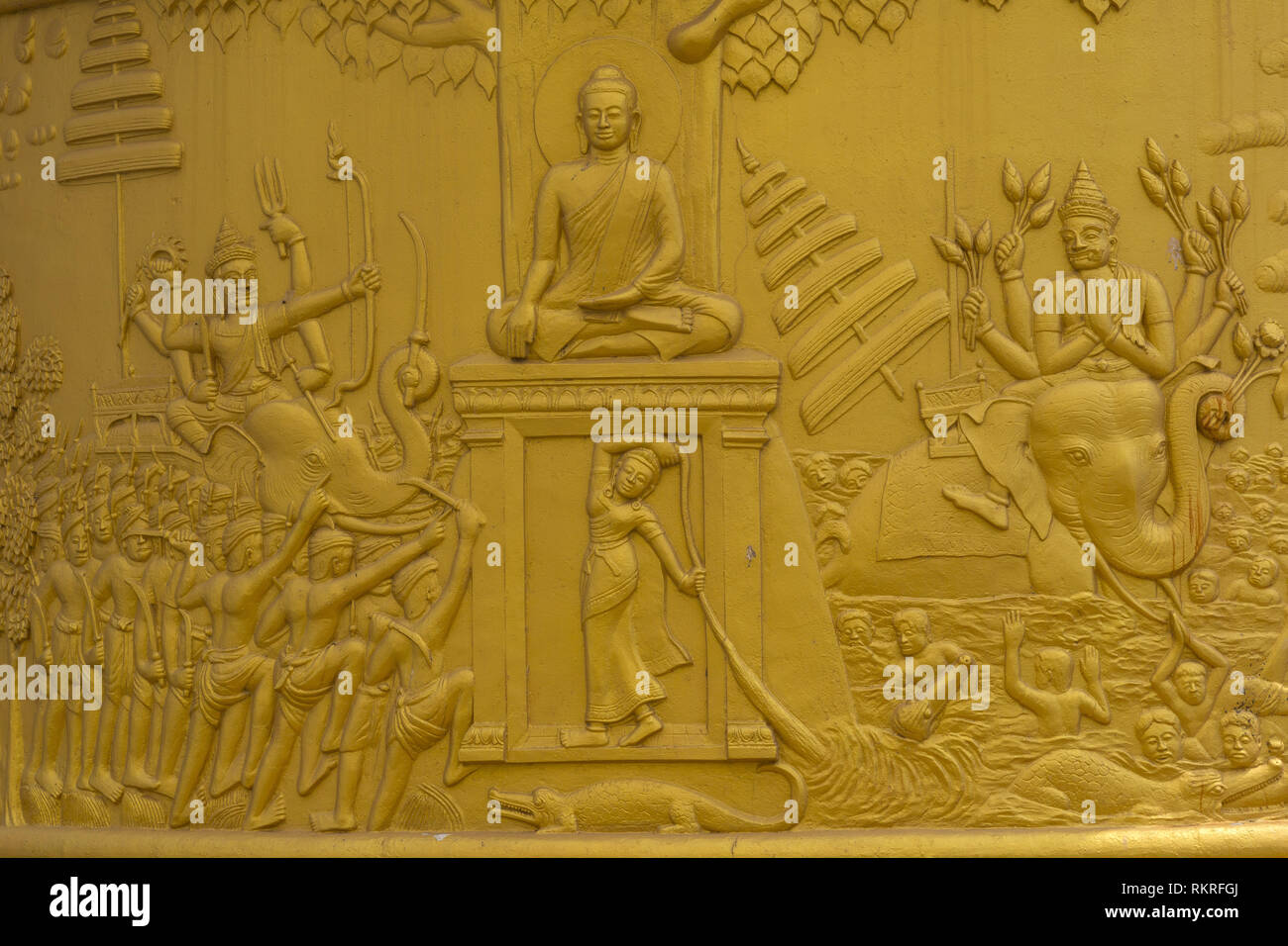 Le scene della vita di Buddha Foto Stock