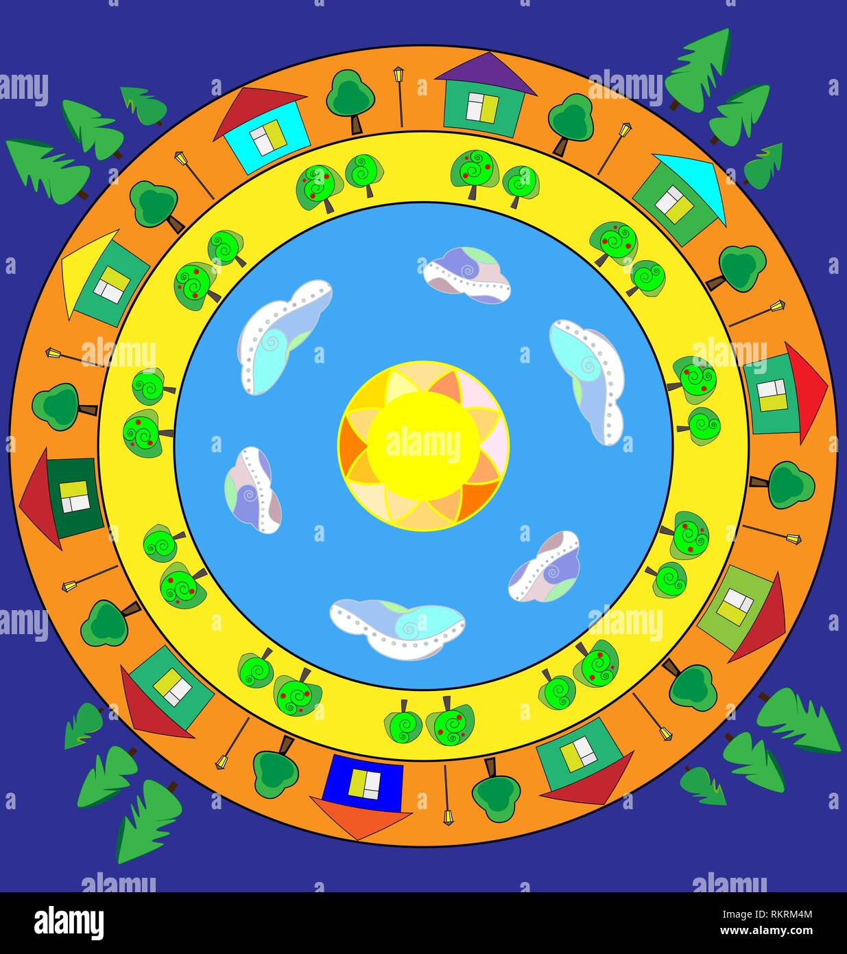 Abstract immagine colorata del mondo nell'anello Illustrazione Vettoriale