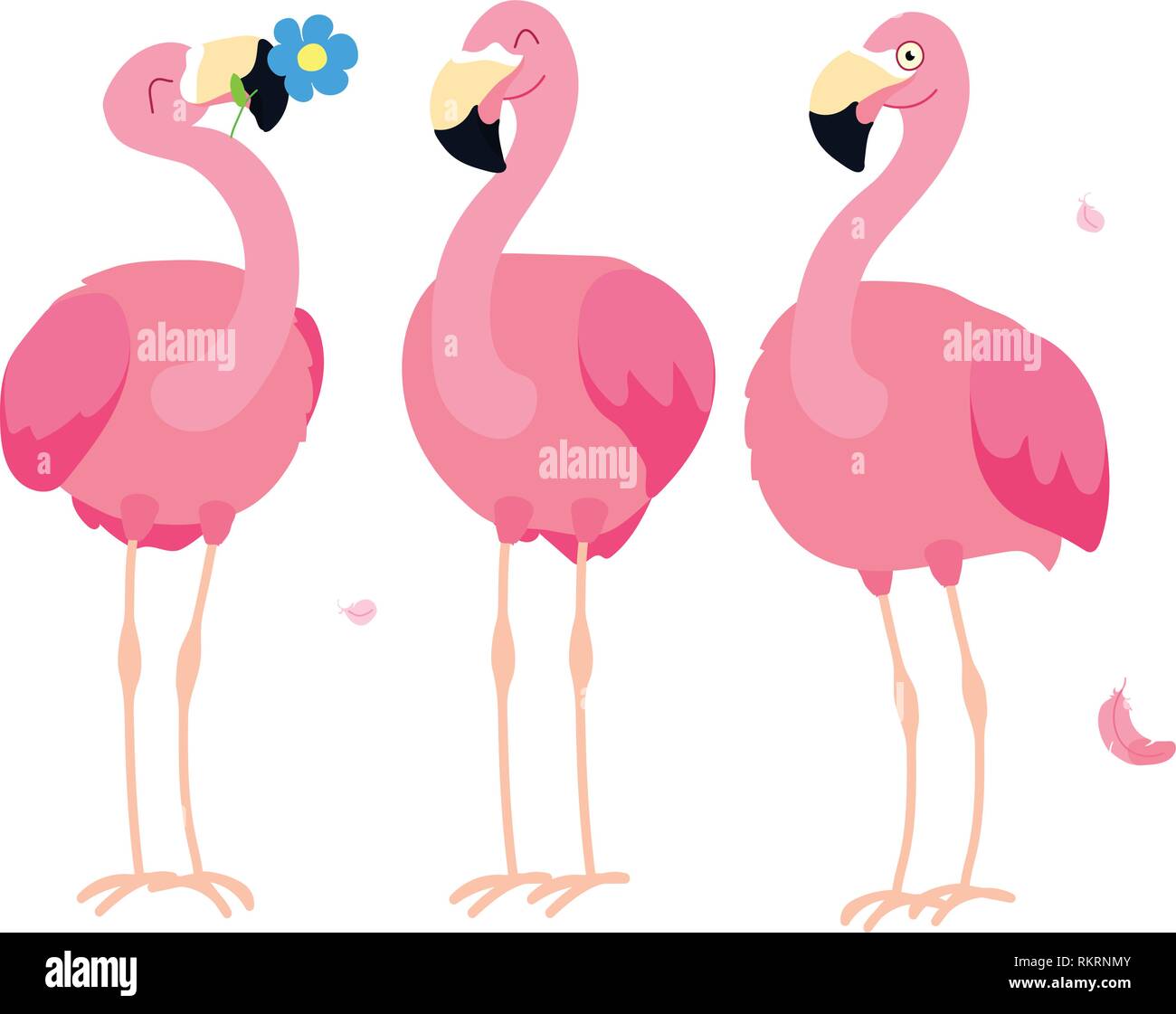 Vector cartoon clipart animale felice fenicottero rosa Illustrazione Vettoriale