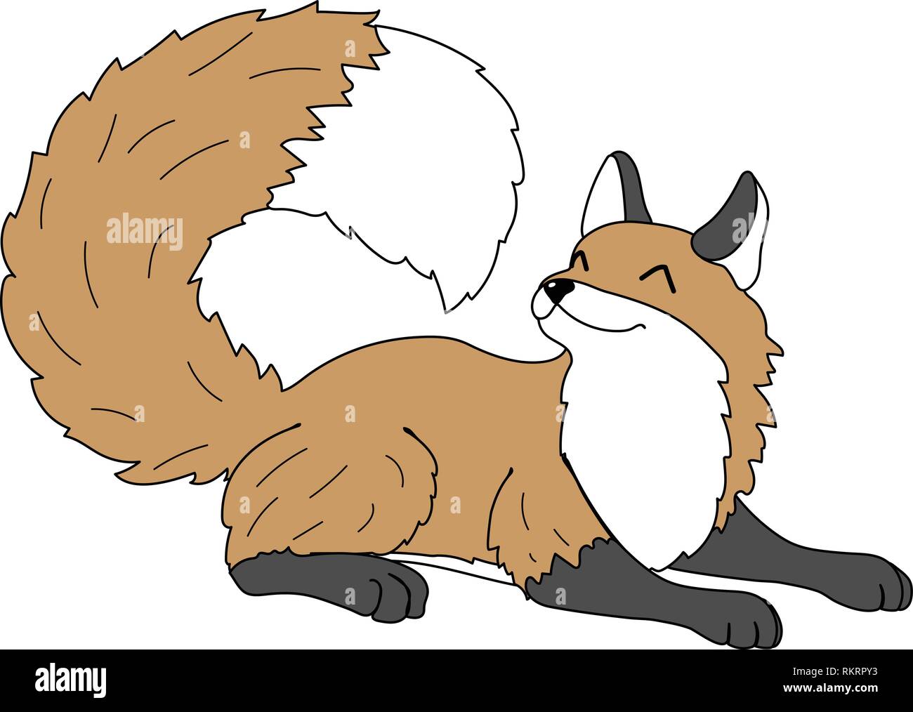 Vector cartoon clipart animale giacente felice fox Illustrazione Vettoriale