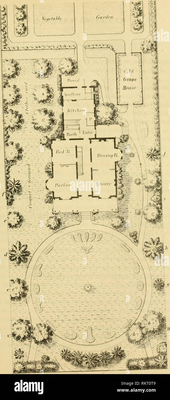 . L'arte di abbellire casa suburbana motivi di piccola entità. Giardinaggio; gli alberi. Plat.- X. scala e iixol-^o 1 i'ooi. Si prega di notare che queste immagini vengono estratte dalla pagina sottoposta a scansione di immagini che possono essere state migliorate digitalmente per la leggibilità - Colorazione e aspetto di queste illustrazioni potrebbero non perfettamente assomigliano al lavoro originale. Scott, Frank Jesup, 1828- [dal vecchio catalogo]. New York, D. Appleton &AMP; l'azienda Foto Stock