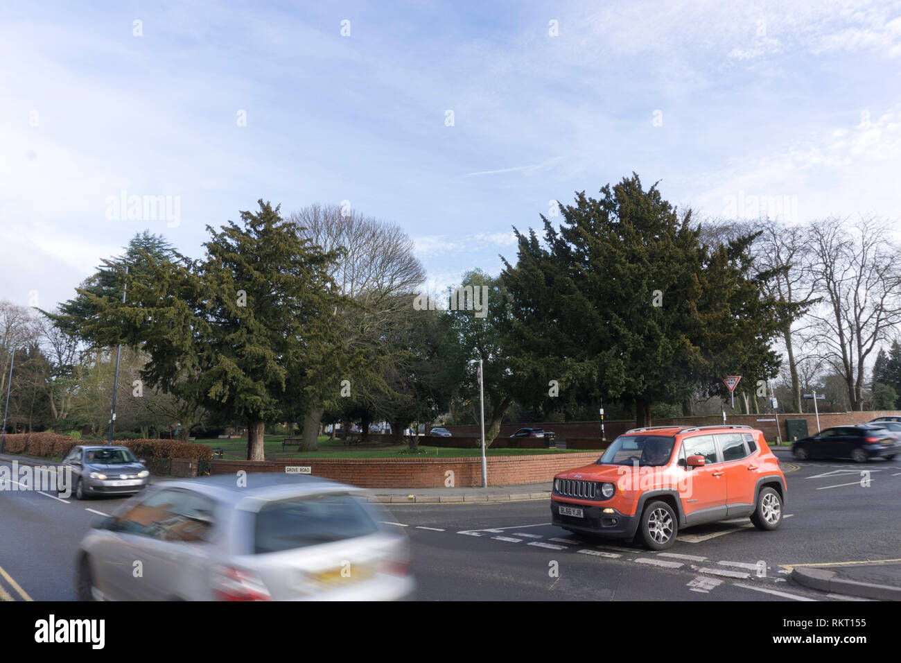 Il Firs Gardens sono visti in Stratford upon Avon dove proposta Cinese-stile pavilion è previsto per essere costruito. Il 12 febbraio 2019. Foto Stock