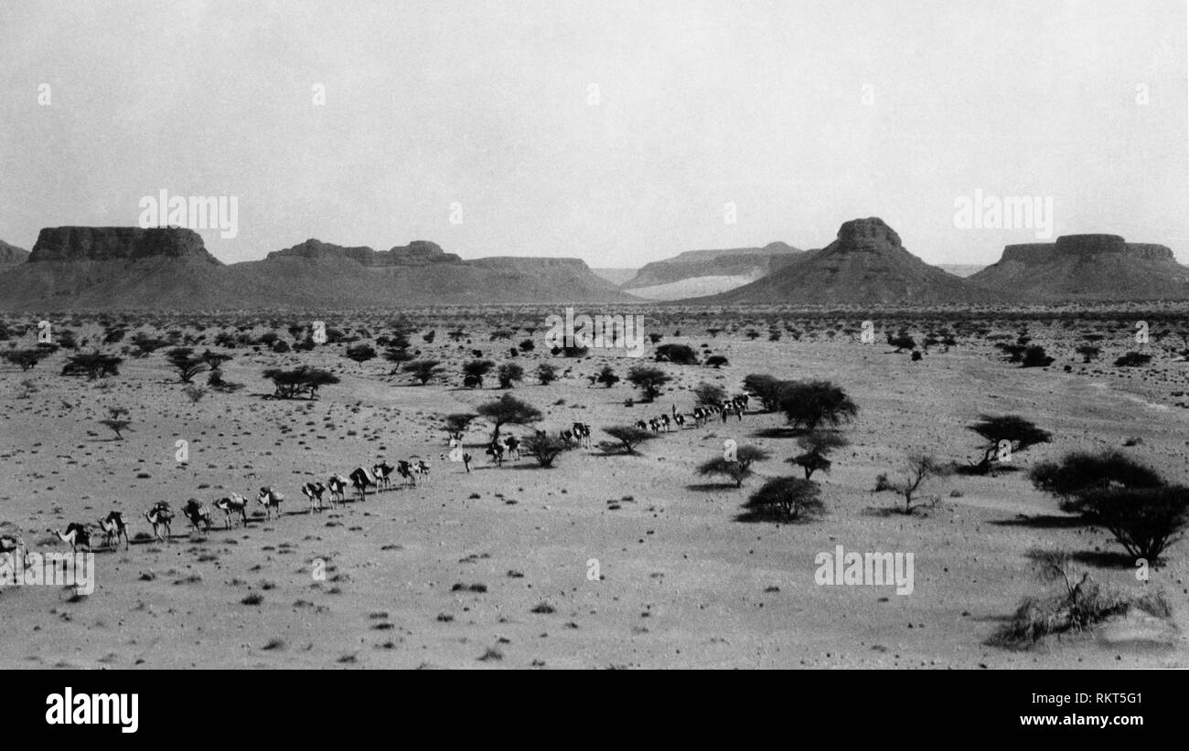 Verso il sito aela, Danakil depressione, Etiopia, africa 1920 1930 Foto Stock