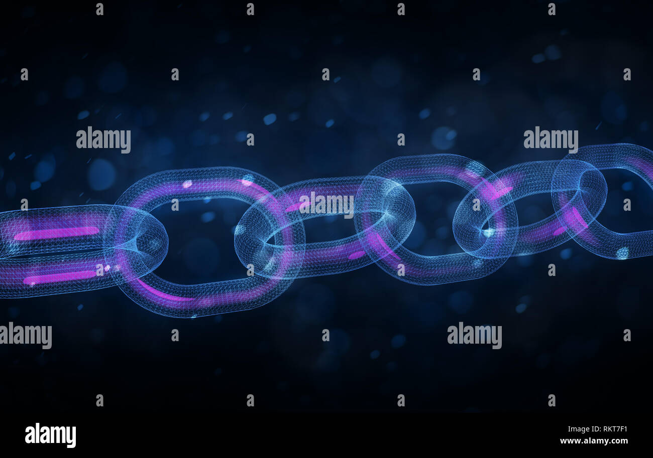 Computer blockchain astratto di dati 3D illustrazione Foto Stock