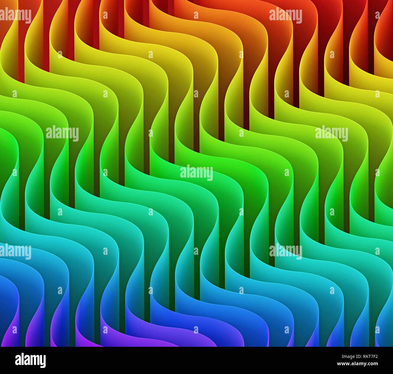 Abstract rainbow onde geometriche sfondo modello 3D illustrazione Foto Stock