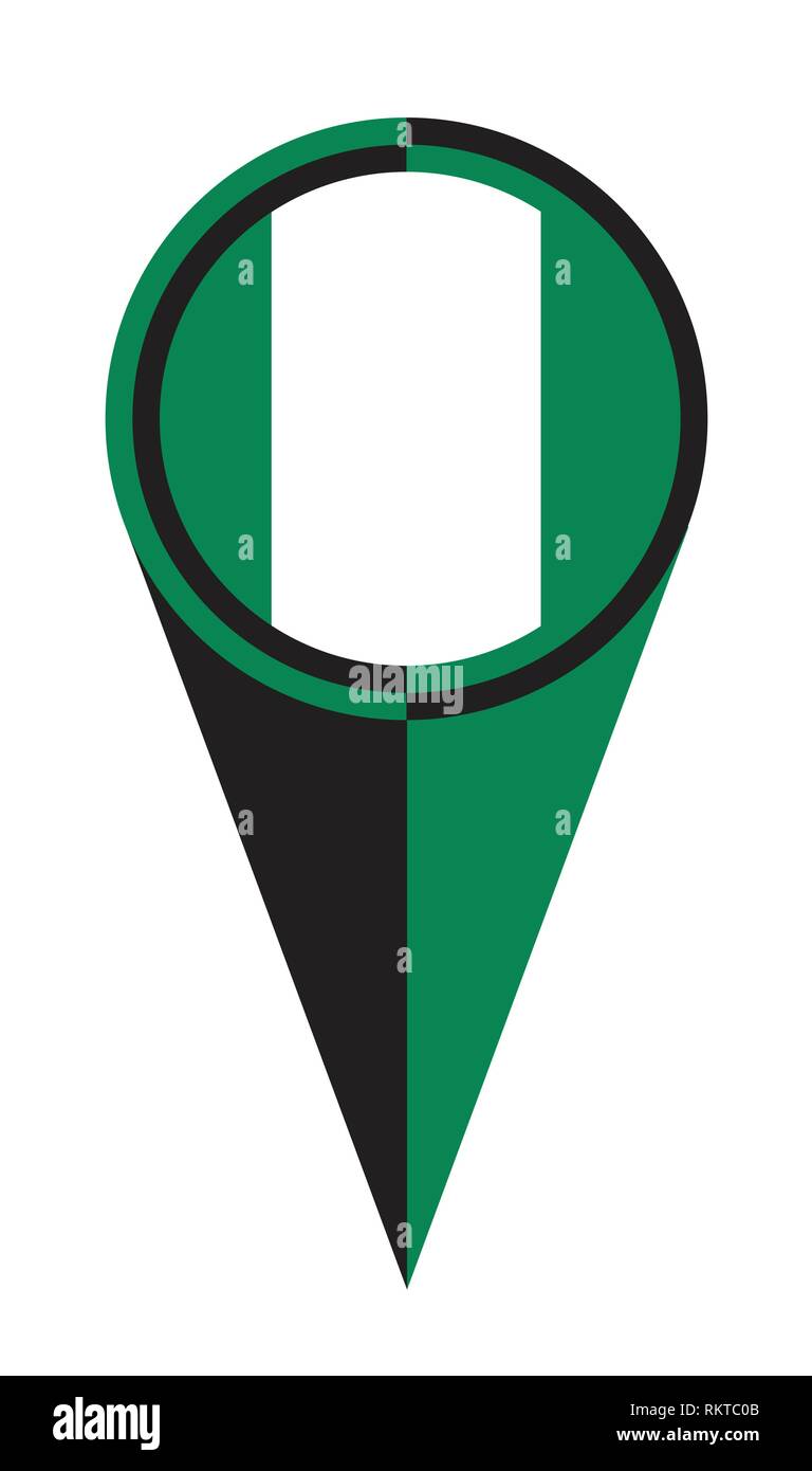 Mappa nigeriano pin puntatore posizione dell'icona marcatore flag Illustrazione Vettoriale