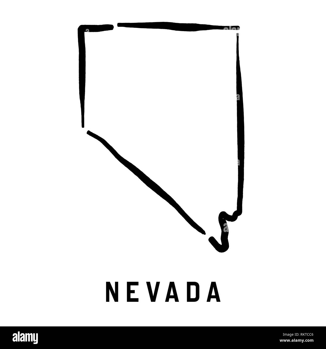 Nevada semplice logo. Mappa di stato delineare - liscia ci semplificata stato di forma mappa vettoriale. Illustrazione Vettoriale