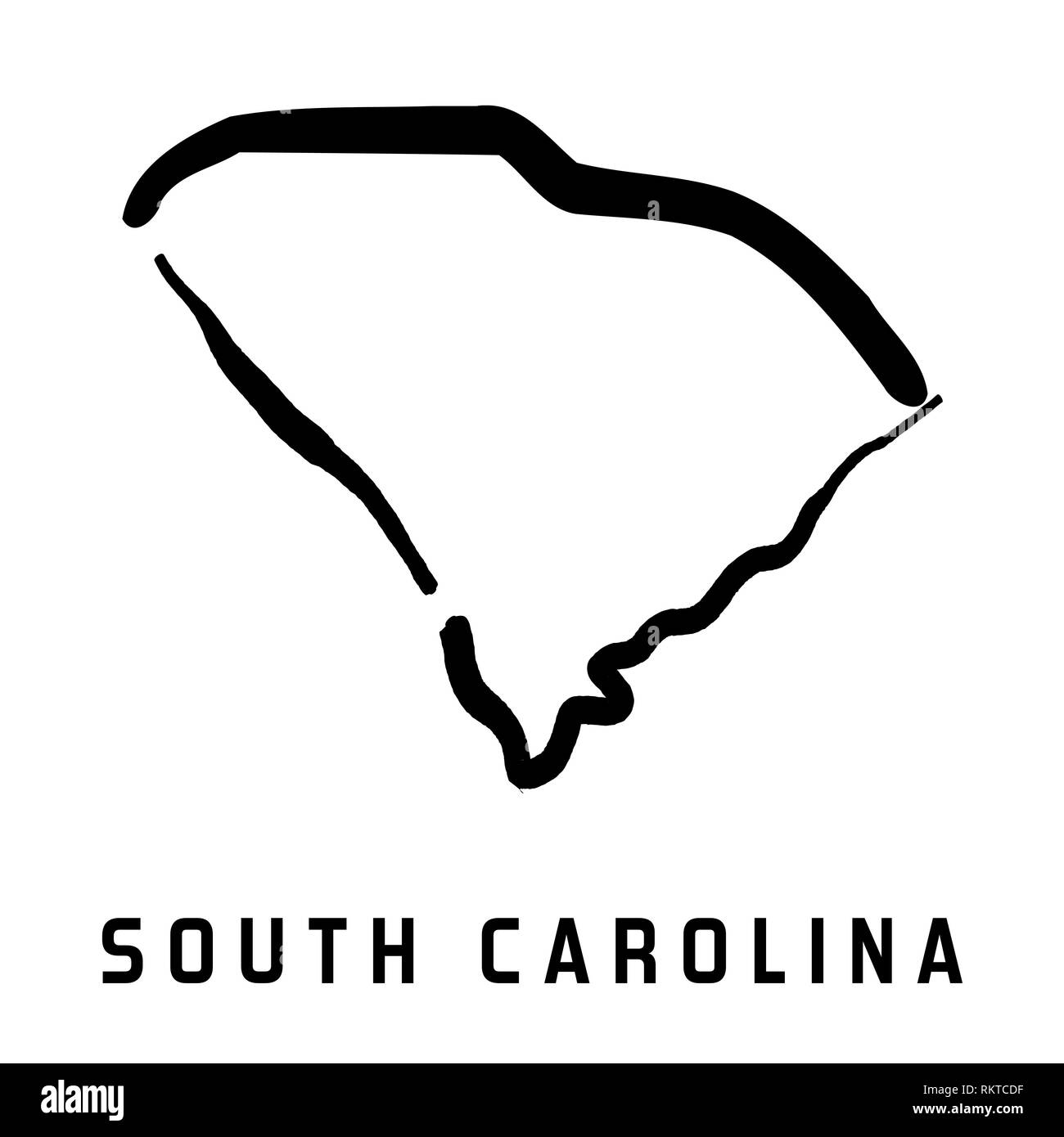 Carolina del Sud semplice logo. Mappa di stato delineare - liscia ci semplificata stato di forma mappa vettoriale. Illustrazione Vettoriale