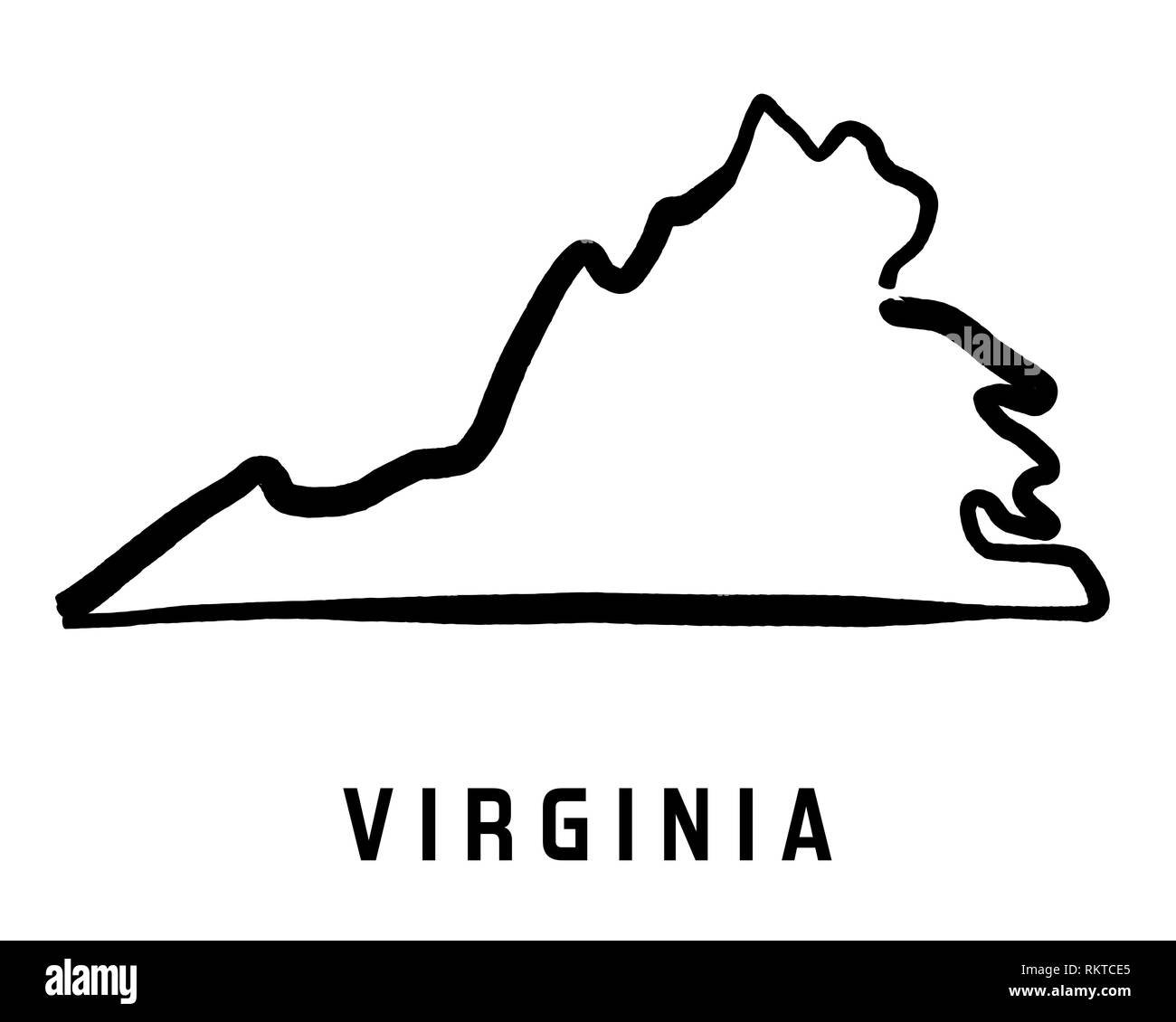 Virginia semplice logo. Mappa di stato delineare - liscia ci semplificata stato di forma mappa vettoriale. Illustrazione Vettoriale
