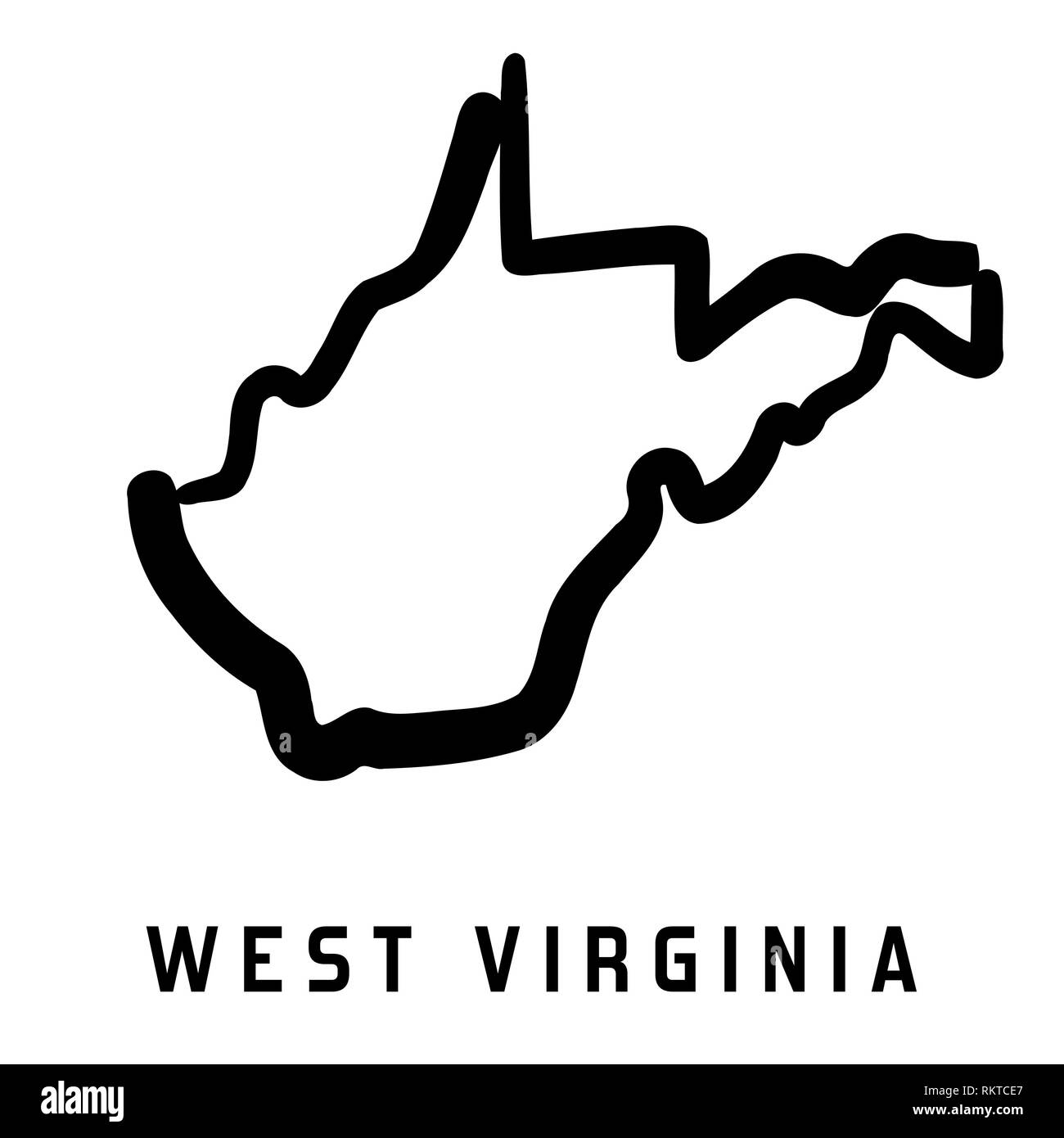 West Virginia semplice logo. Mappa di stato delineare - liscia ci semplificata stato di forma mappa vettoriale. Illustrazione Vettoriale