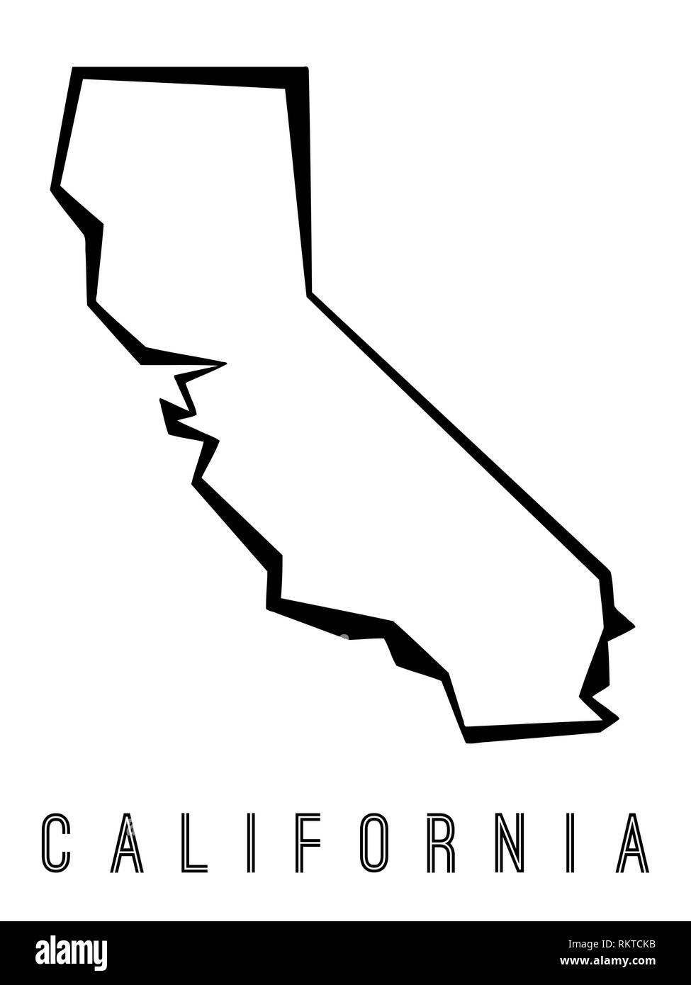 Mappa California delineare - noi stato di forma poligonale sharp stile geometrico vettore. Illustrazione Vettoriale