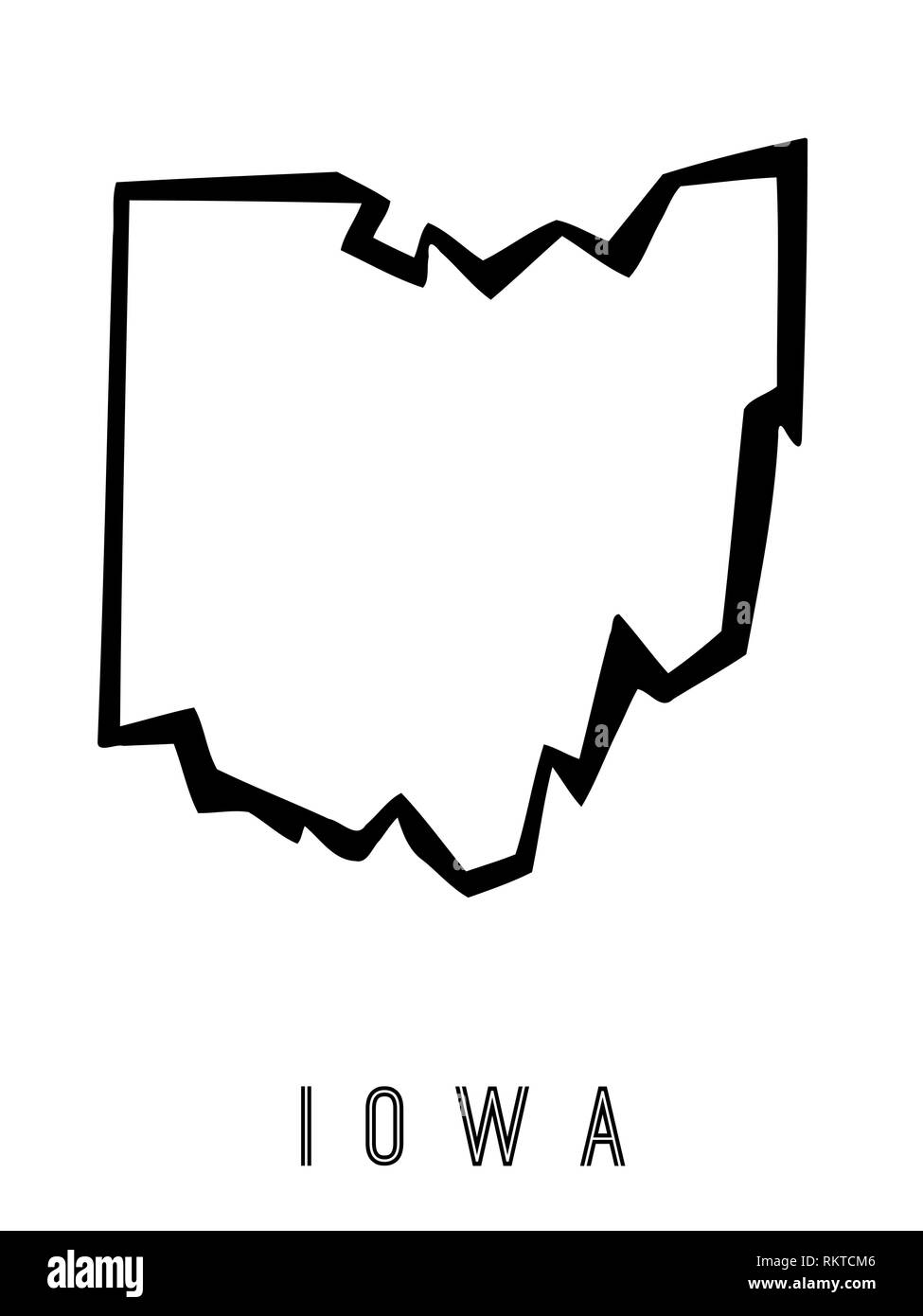 Iowa mappa delineare - noi stato di forma poligonale sharp stile geometrico vettore. Illustrazione Vettoriale