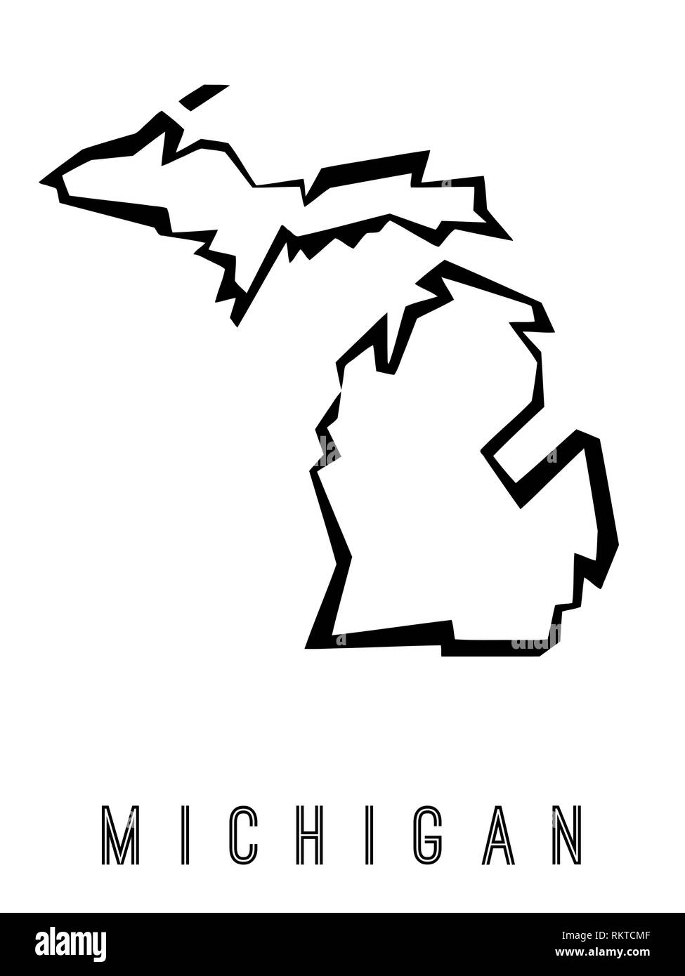 Michigan mappa delineare - noi stato di forma poligonale sharp stile geometrico vettore. Illustrazione Vettoriale