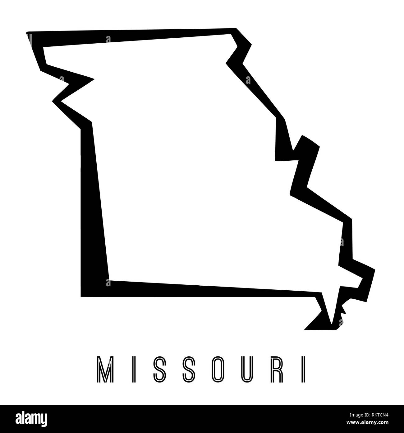 Missouri mappa delineare - noi stato di forma poligonale sharp stile geometrico vettore. Illustrazione Vettoriale