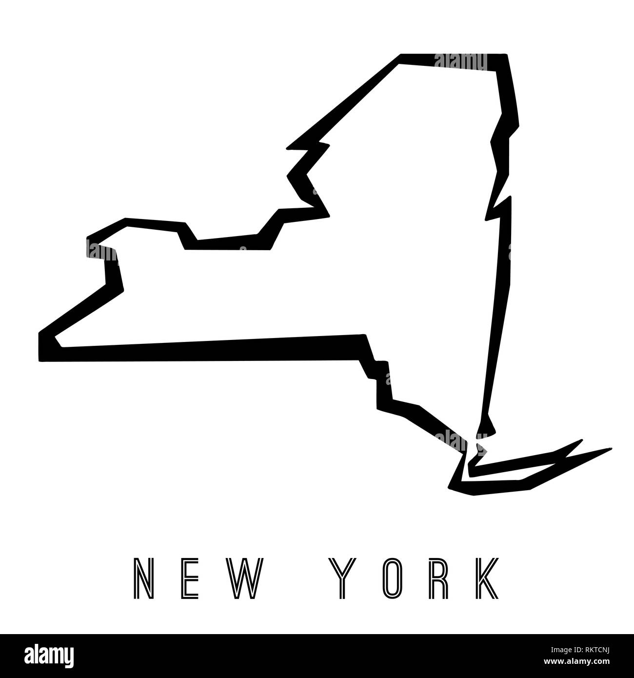 New York mappa delineare - noi stato di forma poligonale sharp stile geometrico vettore. Illustrazione Vettoriale