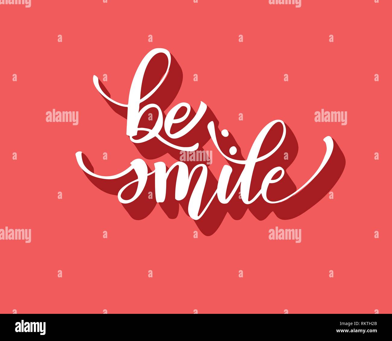 Essere sorriso greating card scritte a mano il testo, spazzola calligrafia di inchiostro, tipo di vettore di design. Illustrazione Vettoriale