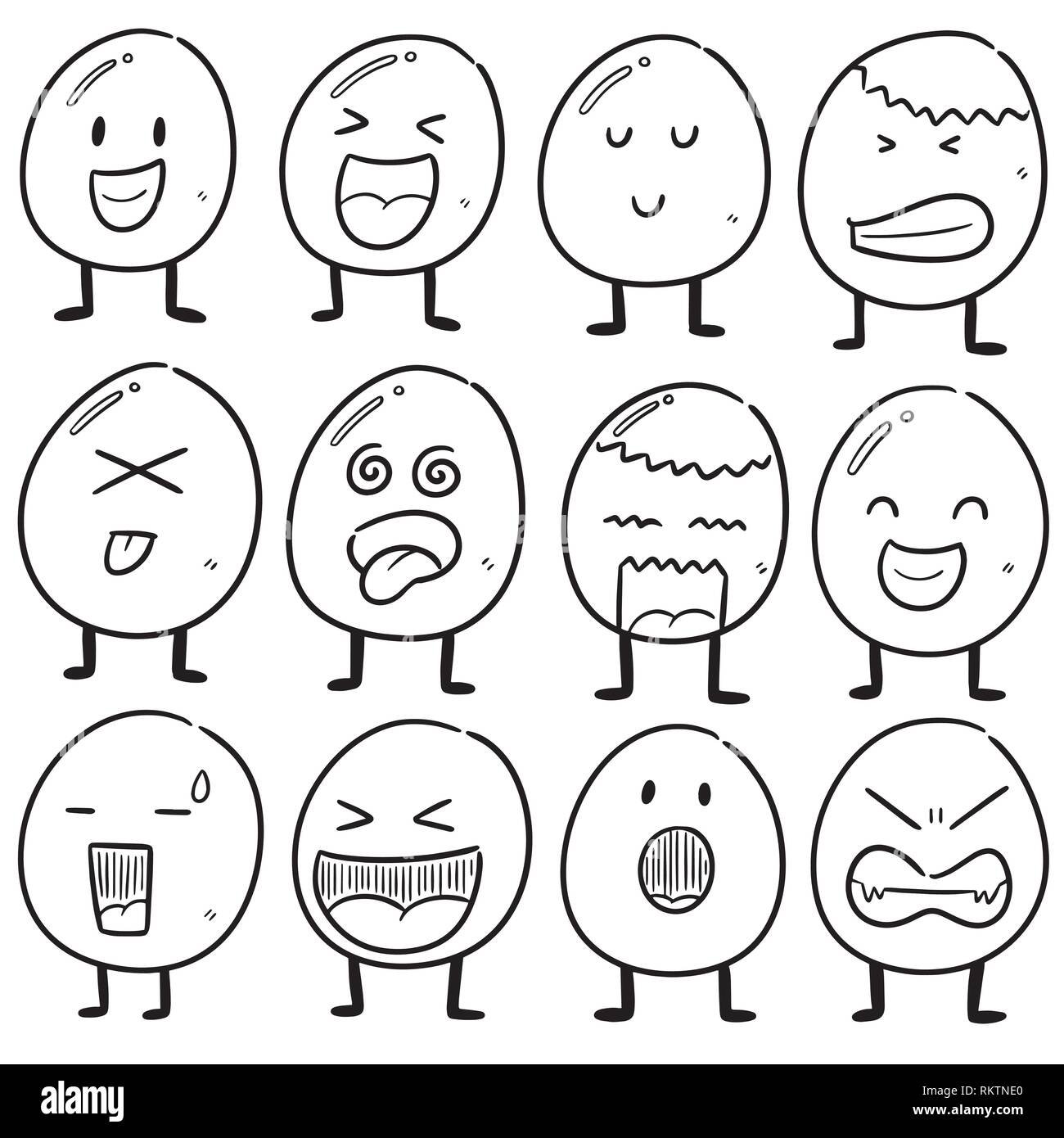 Set di vettore di cartoni di uovo Illustrazione Vettoriale