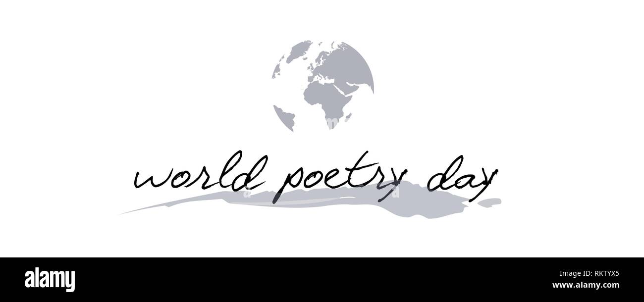 La poesia del mondo giorno calligraphy con massa grigia illustrazione vettoriale EPS10 Illustrazione Vettoriale