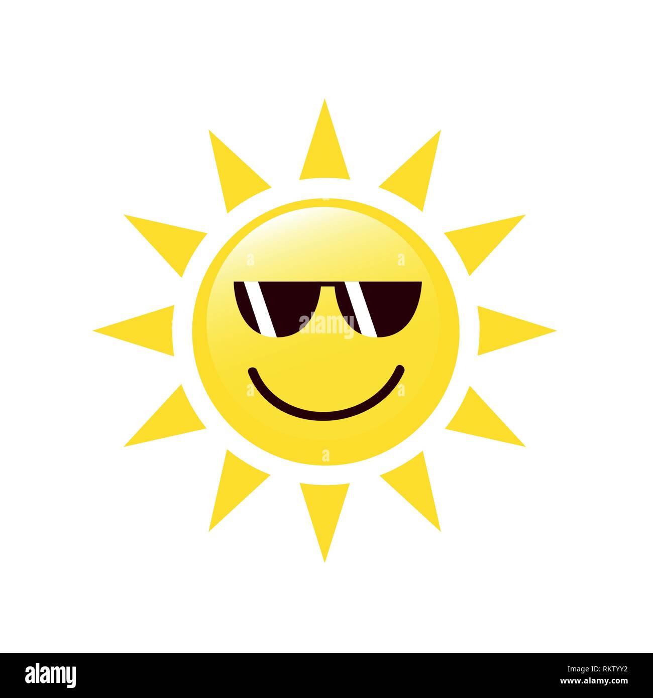 Sole estivo faccia con occhiali da sole e sorriso illustrazione vettoriale Illustrazione Vettoriale