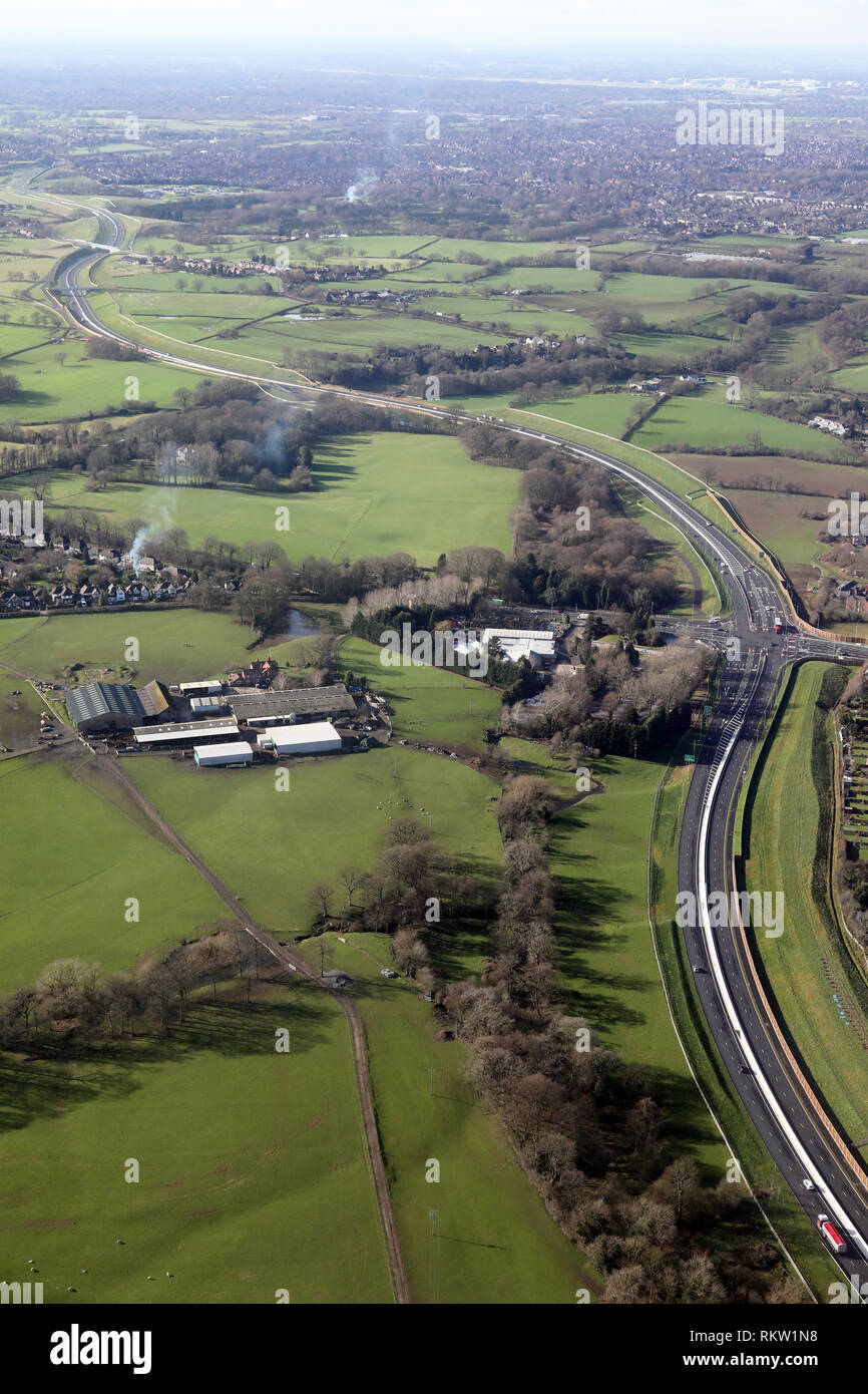 Vista aerea della A555 Manchester Airport Road di sfiato Foto Stock